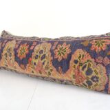 Turkish blue oushak rug pillow copper cover