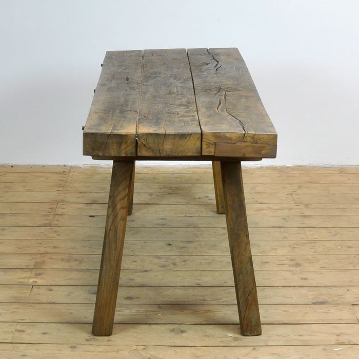 Solid oak farm table, raw art 1930s
