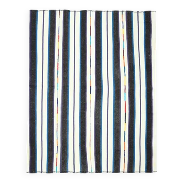 Tapis de zone vintage turc Oushak fait main en laine et coton beige des années 1970 178x222