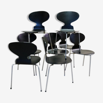 Series of 8 chairs "fourmi" model 3100 Arne Jacobsen