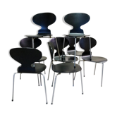 Series of 8 chairs "fourmi" model 3100 Arne Jacobsen