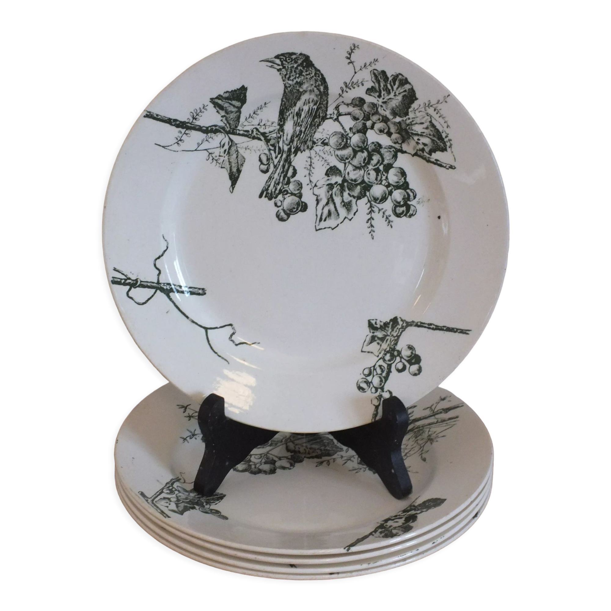 P.Luce Paris 5 Flat plates in Iron Earth bird décor