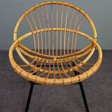 Fauteuil en rotin Design Hollandais 1960