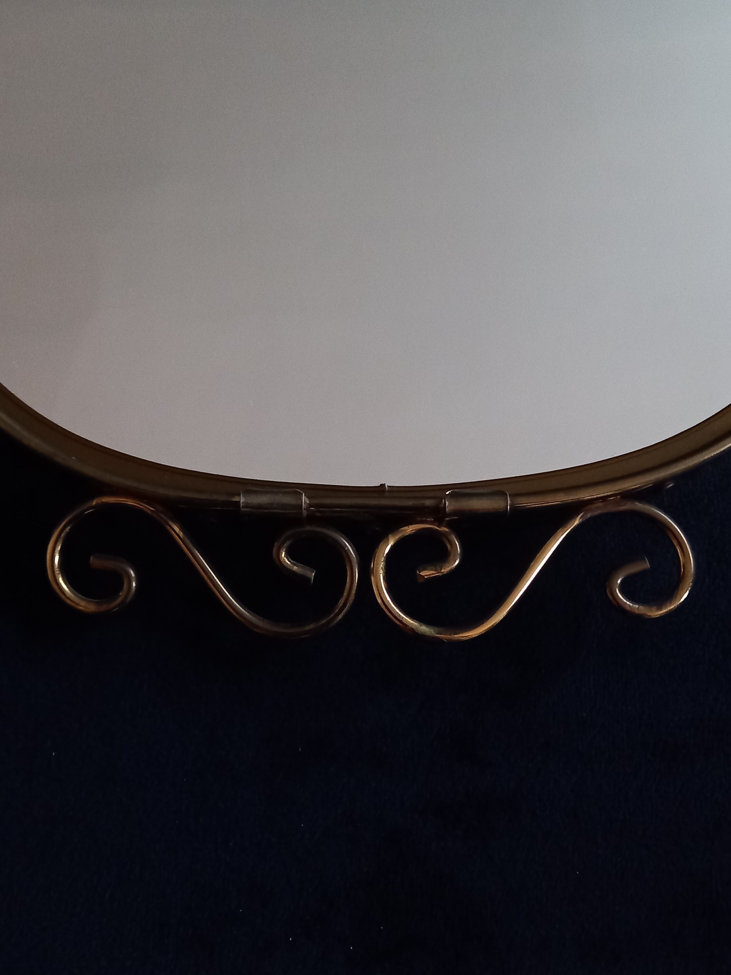 Mirror set and wall lamp in gold metal by deknudt, 1960s