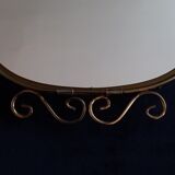 Mirror set and wall lamp in gold metal by deknudt, 1960s