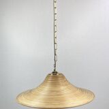 Pencil Reed Rattan Bamboo Hanging Pendant Lamps, Italy, 1970s, Set of 2