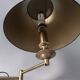 Brass reading floor lamp, adjustable arm, vintage anthracite shade.
