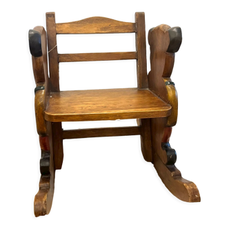 Wooden rocking chair - teddy bear