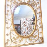 XXL peacock rattan mirror, 1970