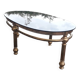 Oval coffee table in gilded brass and smoked glass 1970