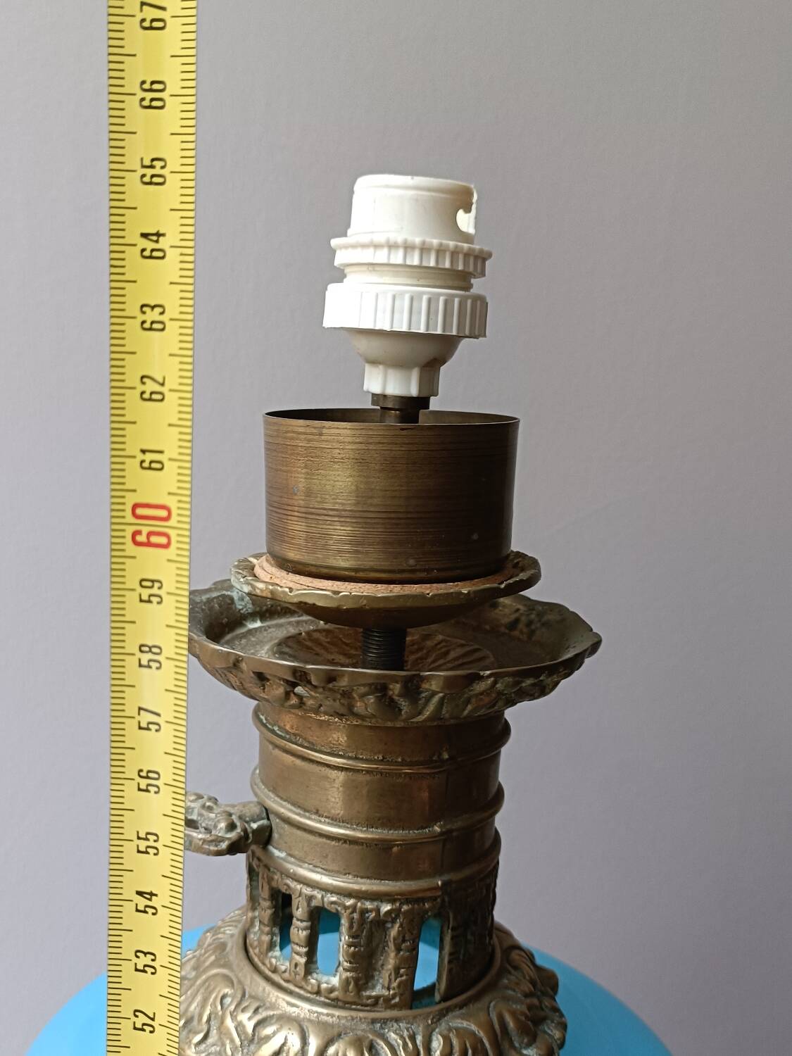 Blue opaline and bronze lamp base