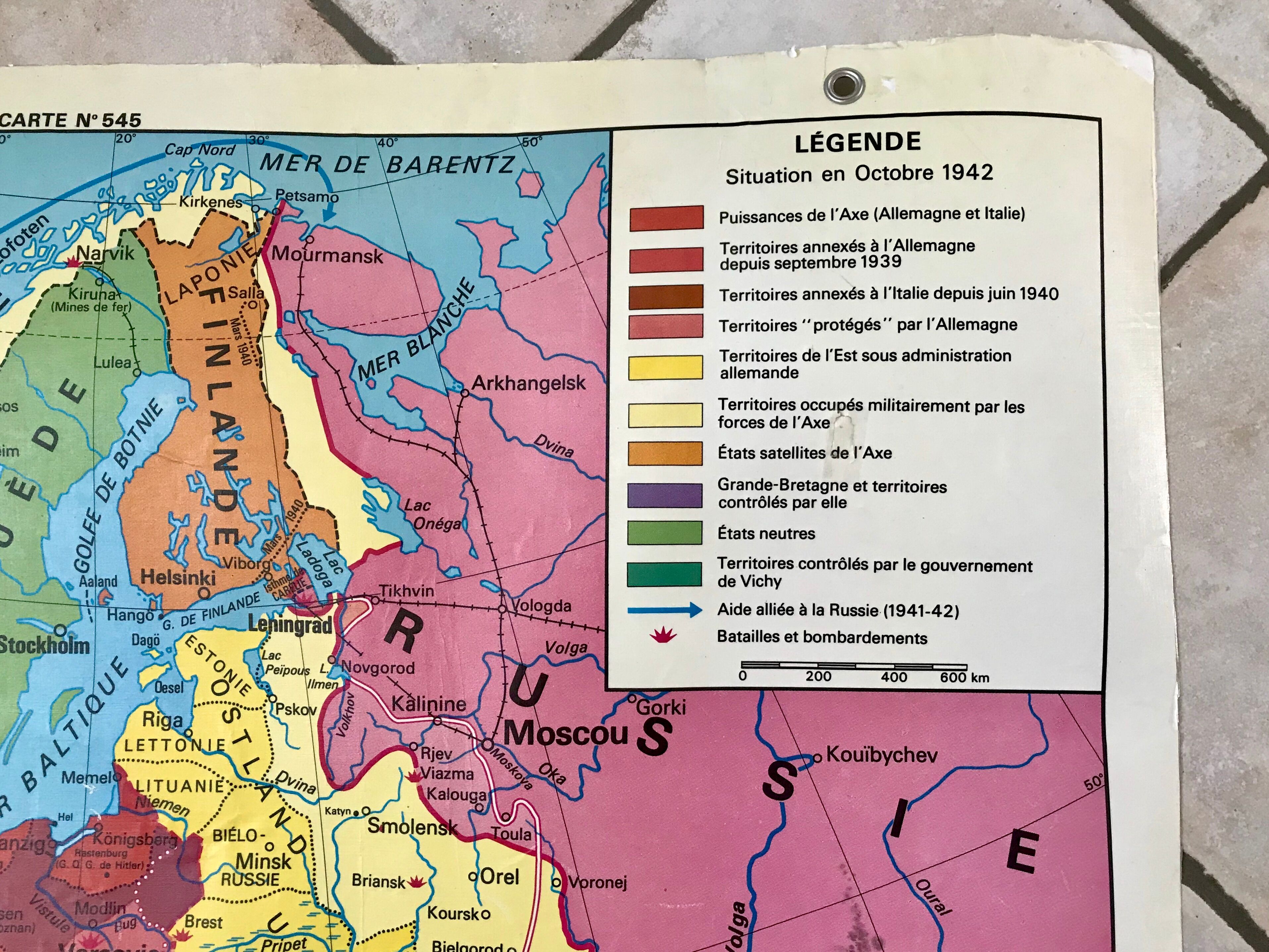 school map Librairie Armand Colin Reinhart and Wagret The France of 1939-1945 vintage 1970