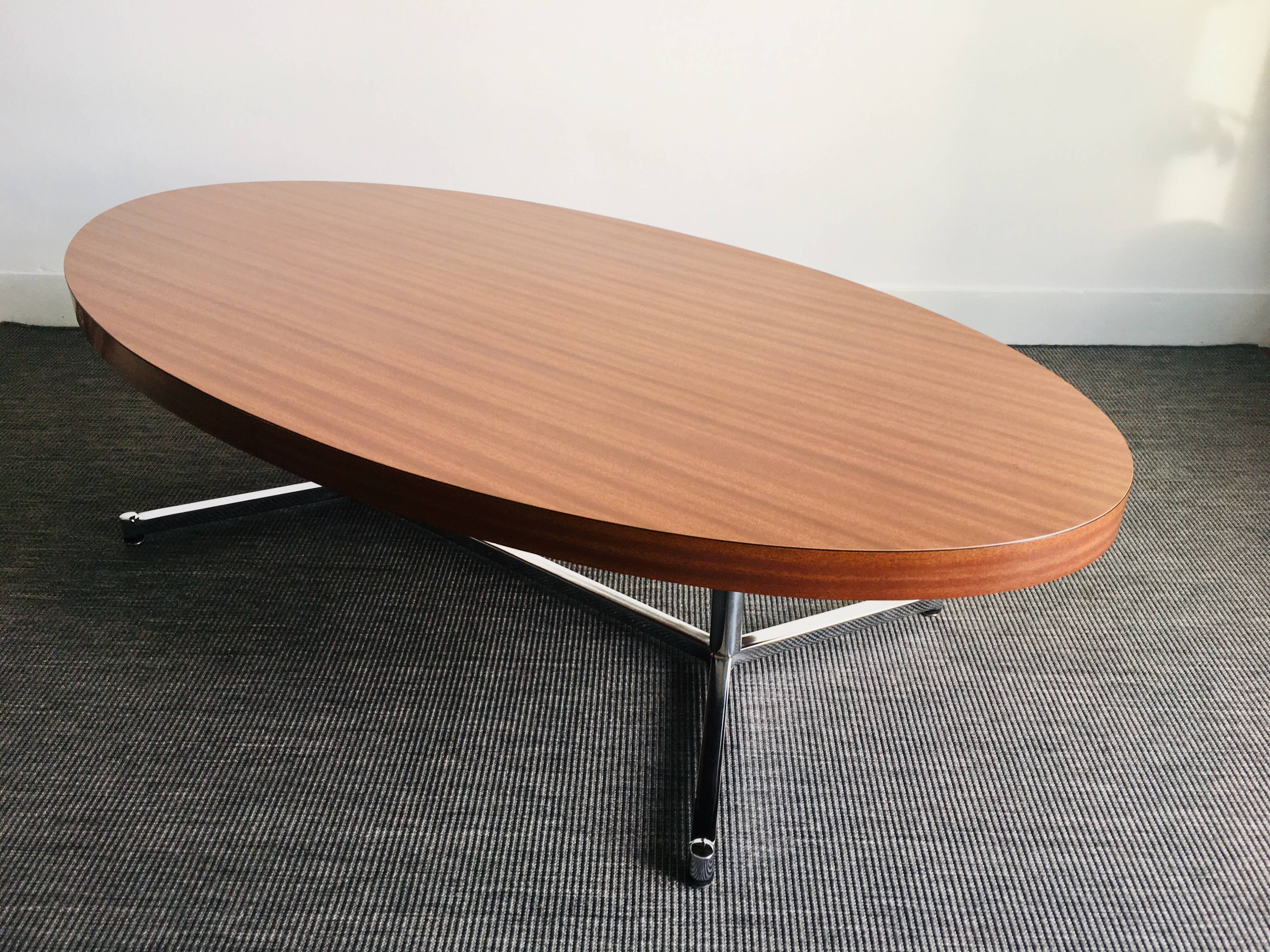 Table design low, oval shape, vintage.