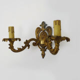Old bronze wall lamp with 2 candles, years 50/60