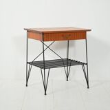 Scandinavian bedside table in mahogany and iron by IKEA, “Rolf” model