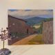 Old painting, Landscape Monts du Lyonnais, signed and dated 1946