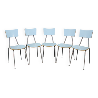 5 chaises de salle à manger, Italie années 1970