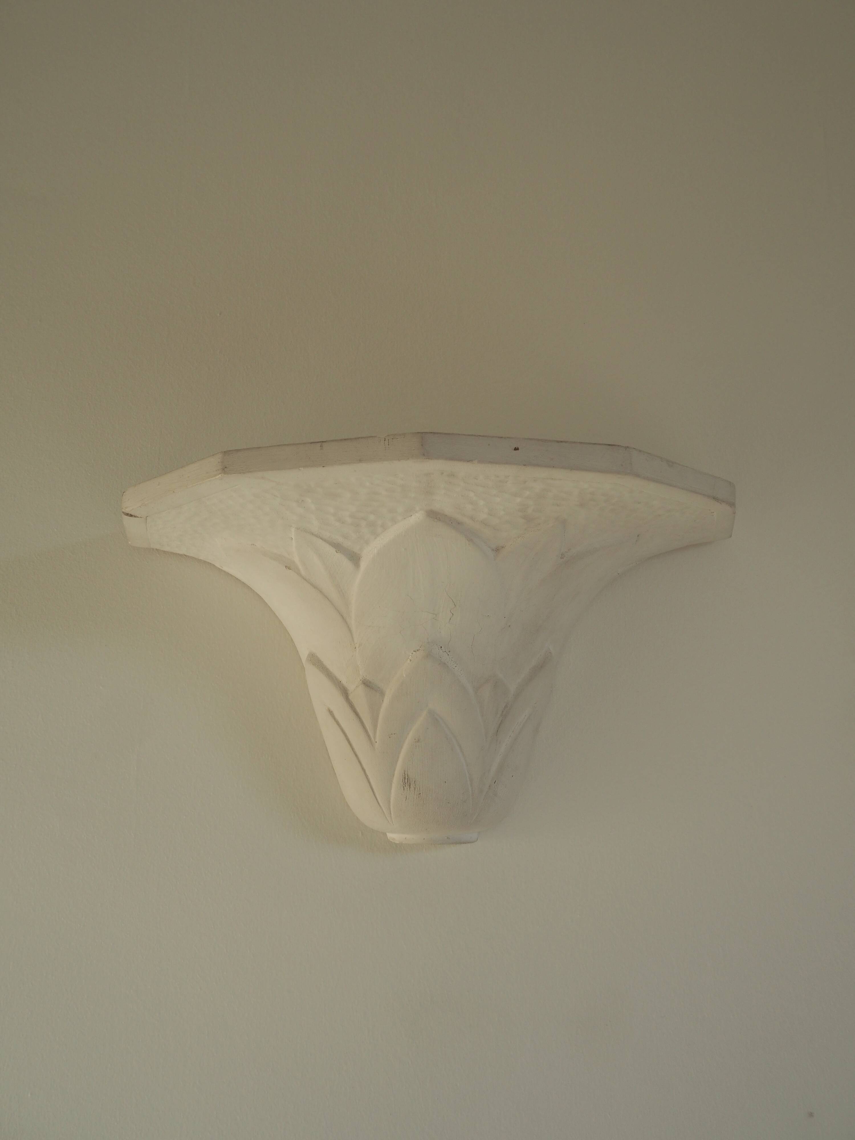 Pair of plaster wall sconces, palmette decoration, 20th century