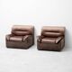 Pair of vintage lounge armchairs in brown velvet – 1970s
