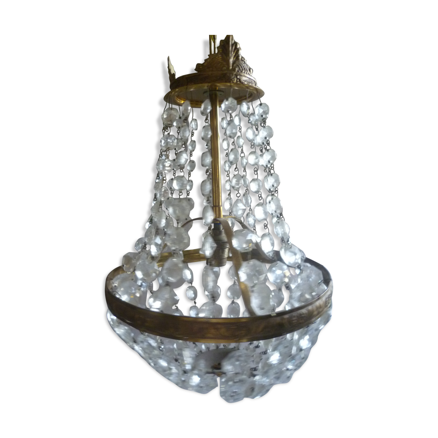 Balloon chandelier grapevines glass & brass 1 fire