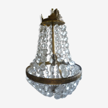 Balloon chandelier grapevines glass & brass 1 fire