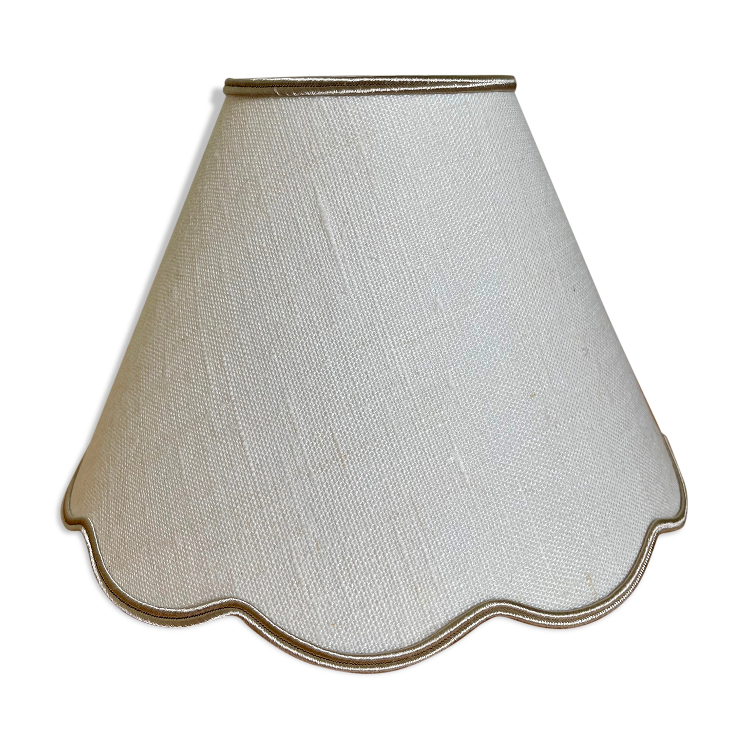 Lampshade in old white linen