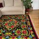 Floral transylvanian rug handwoven in romania, colorful flowers