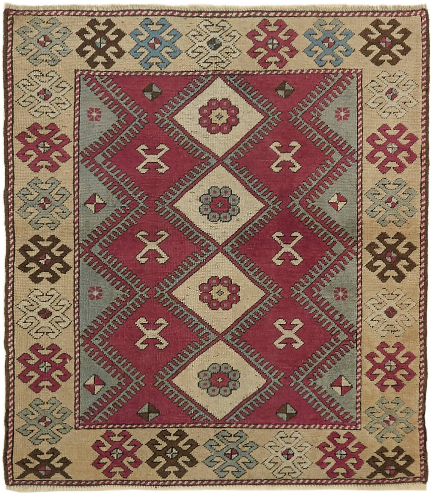Turkish Vintage Anatolian Rug 106 cm x 120 cm