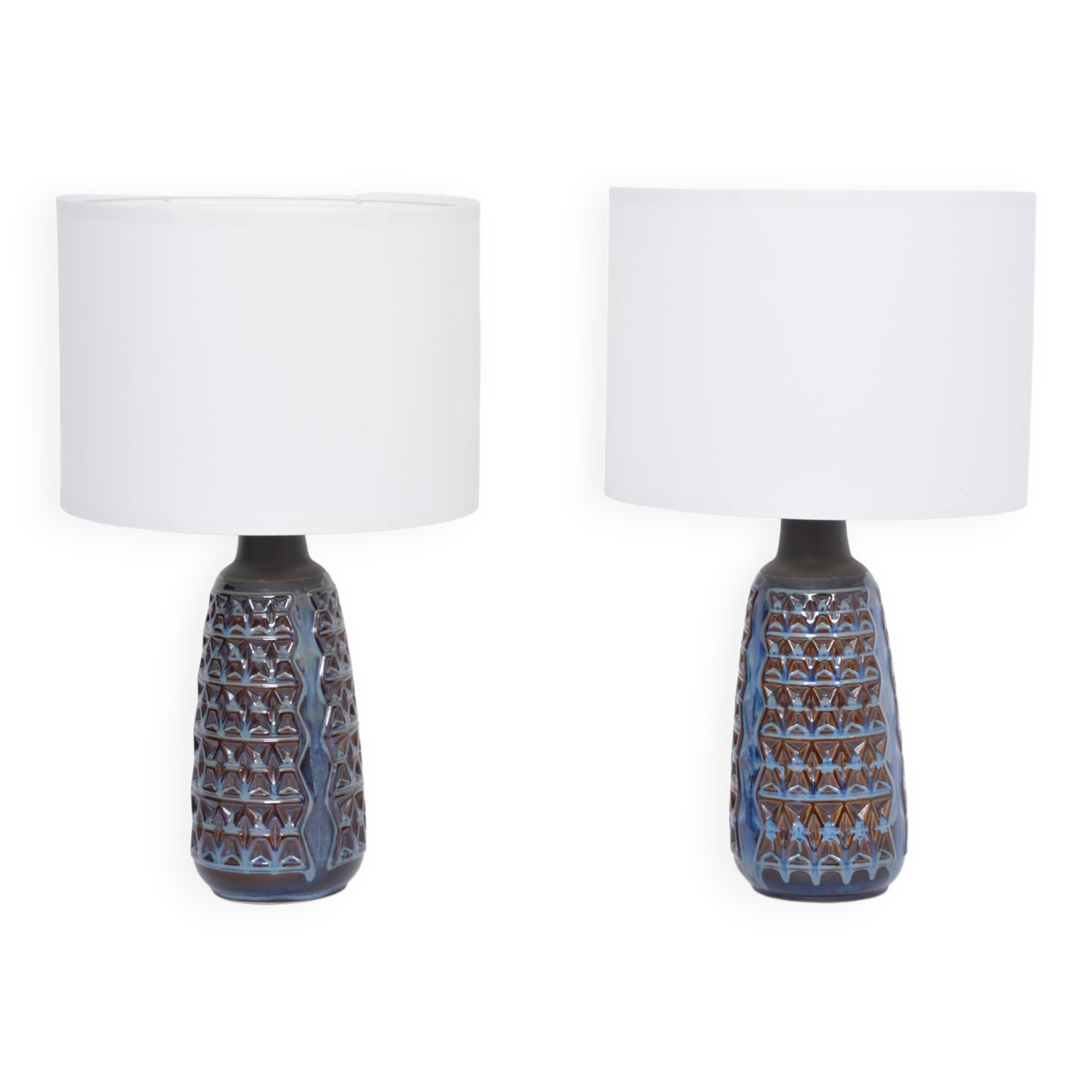 Pair of Tall Blue Mid-Century Modern Table Lamps model 3340 by Einar Johansen for Soholm