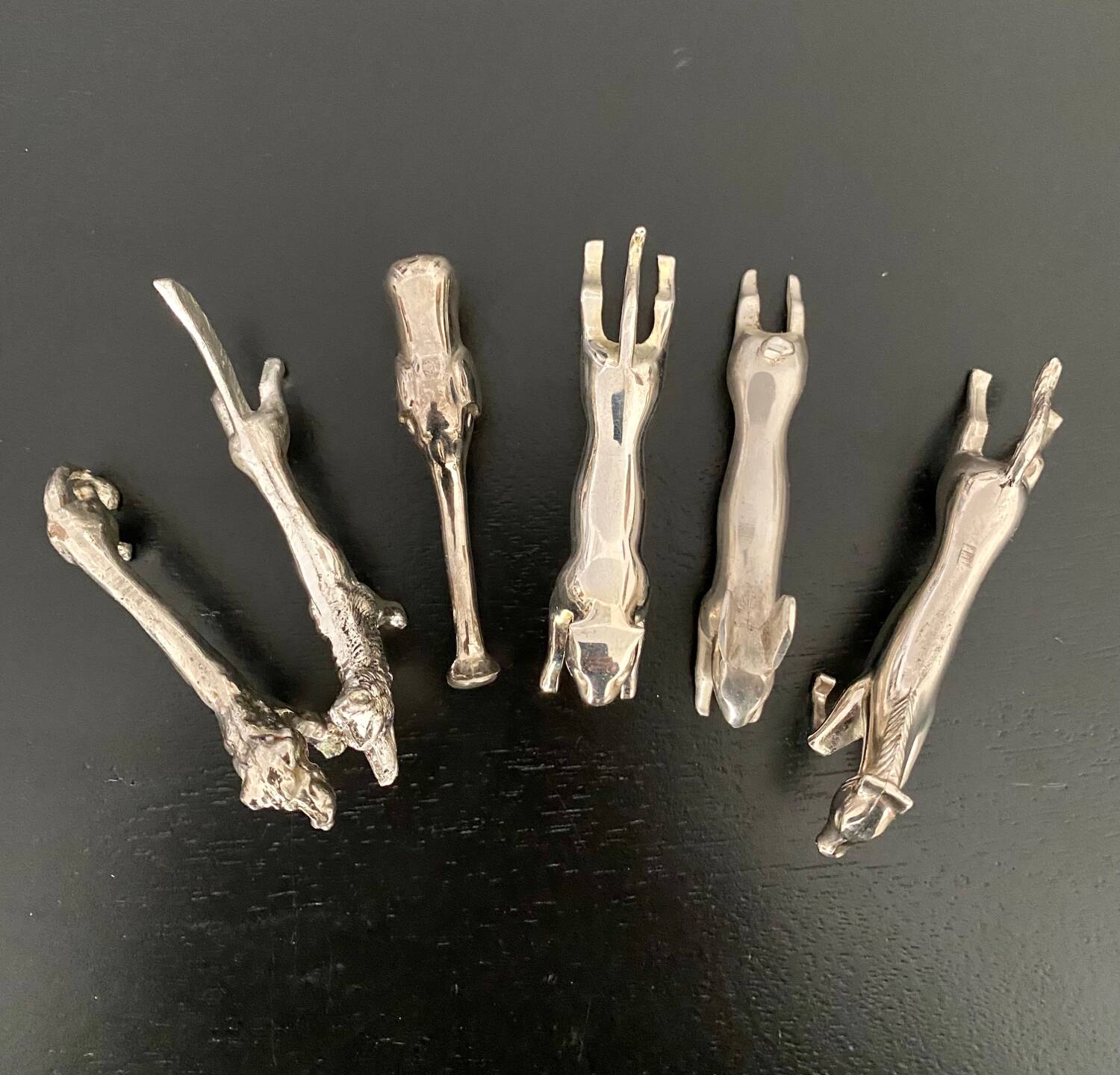 6 various animal-shaped metal knife holders