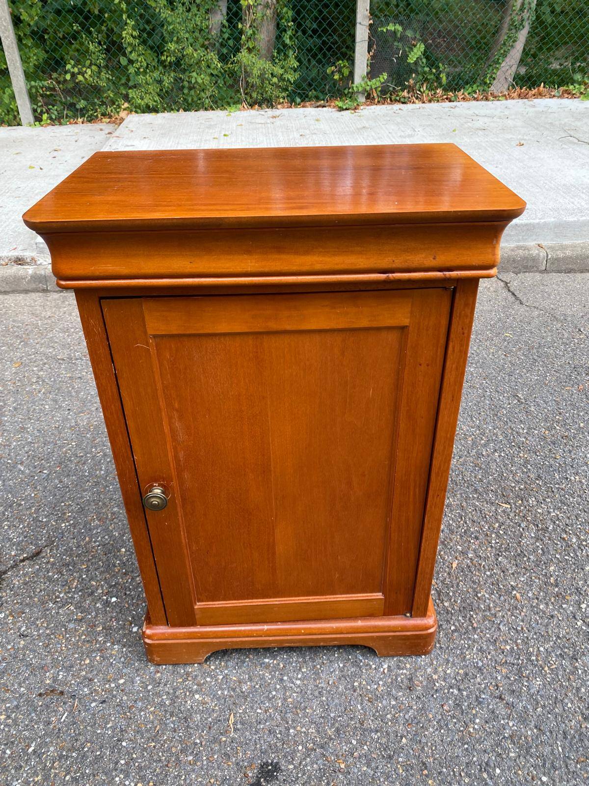 Wooden side table with drawer and storage, Louis Philippe style.