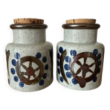 Set of two Japanese grand feu stoneware pots