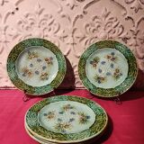5 old Salins barbotine dessert plates