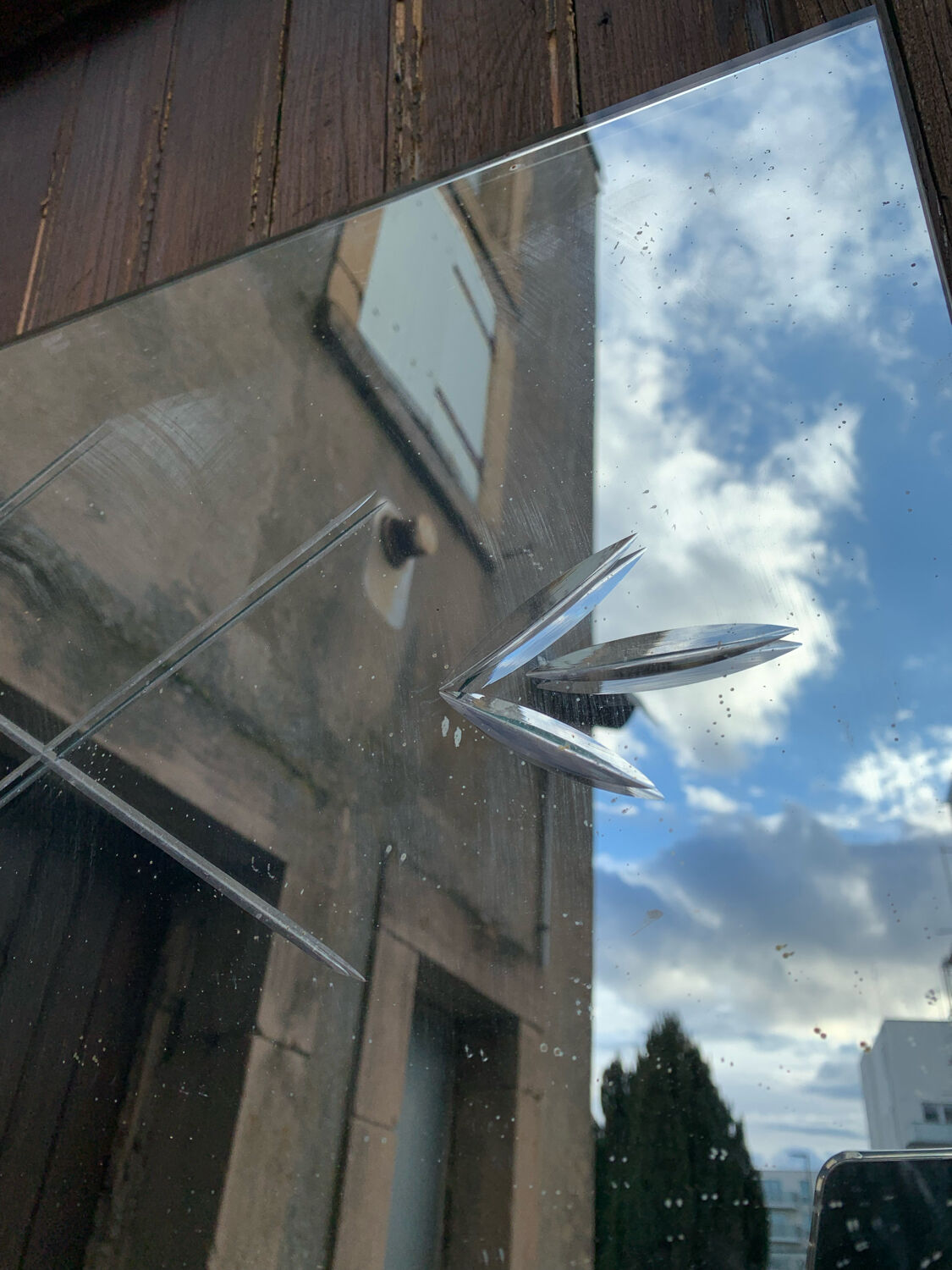 Marly brothers chiseled mirror in burgundy made in France 1950-1960