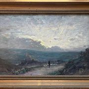 HSP painting "Shepherd with geese at dusk" attr. HL Foreau (1866-1938)