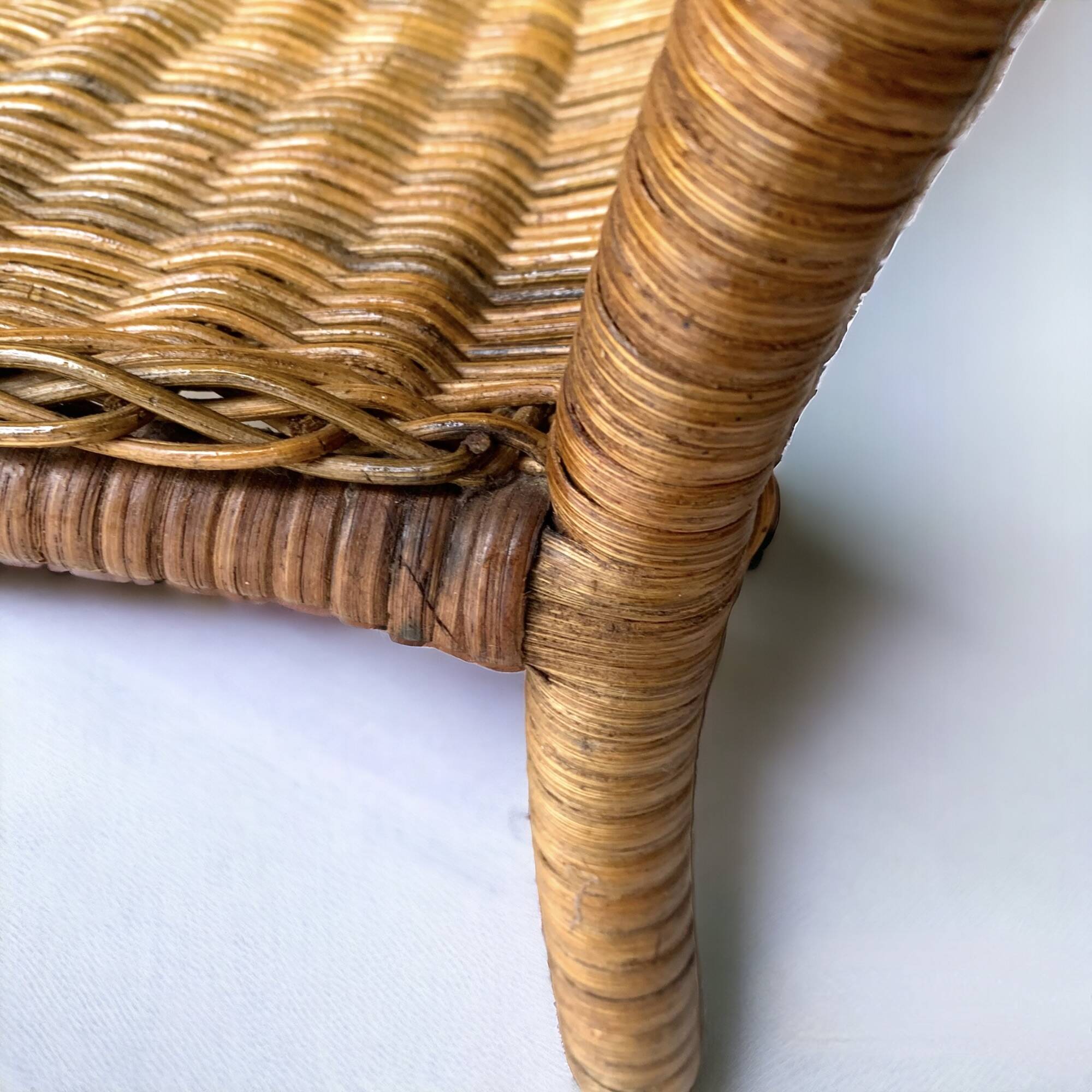 Vintage wicker and bamboo plant holder