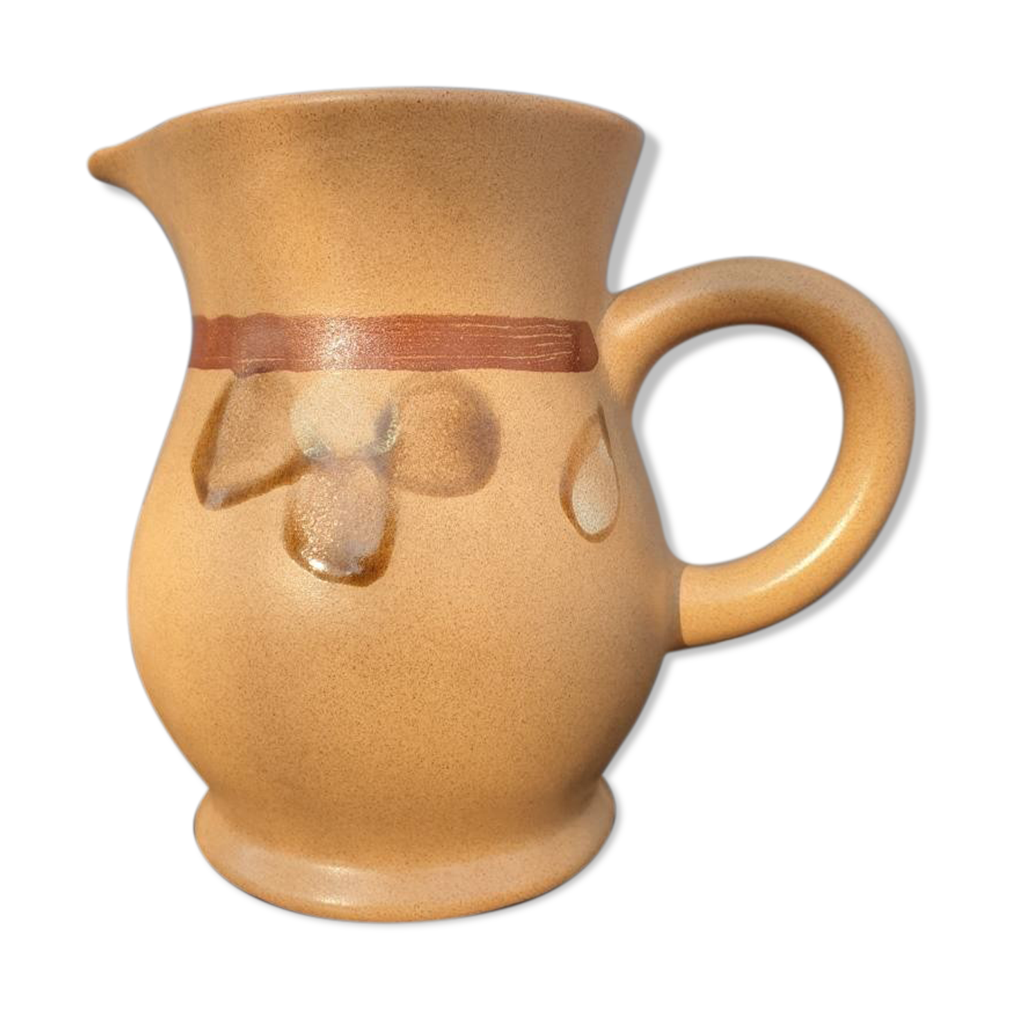 Sandstone pitcher decorated hand Nadège de Sarreguemines 1970
