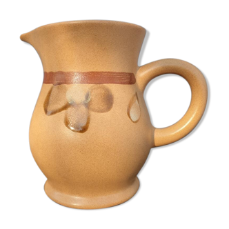 Sandstone pitcher decorated hand Nadège de Sarreguemines 1970