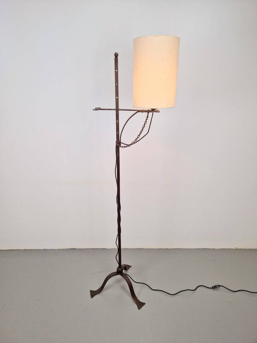 Brutalist Floor Lamp in Wrought Iron, 1950s