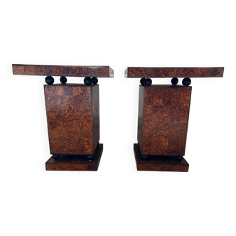2 marquetry side tables