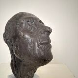 Mid Century Painted Plaster Bust of a Man on a Marble Base, 1976