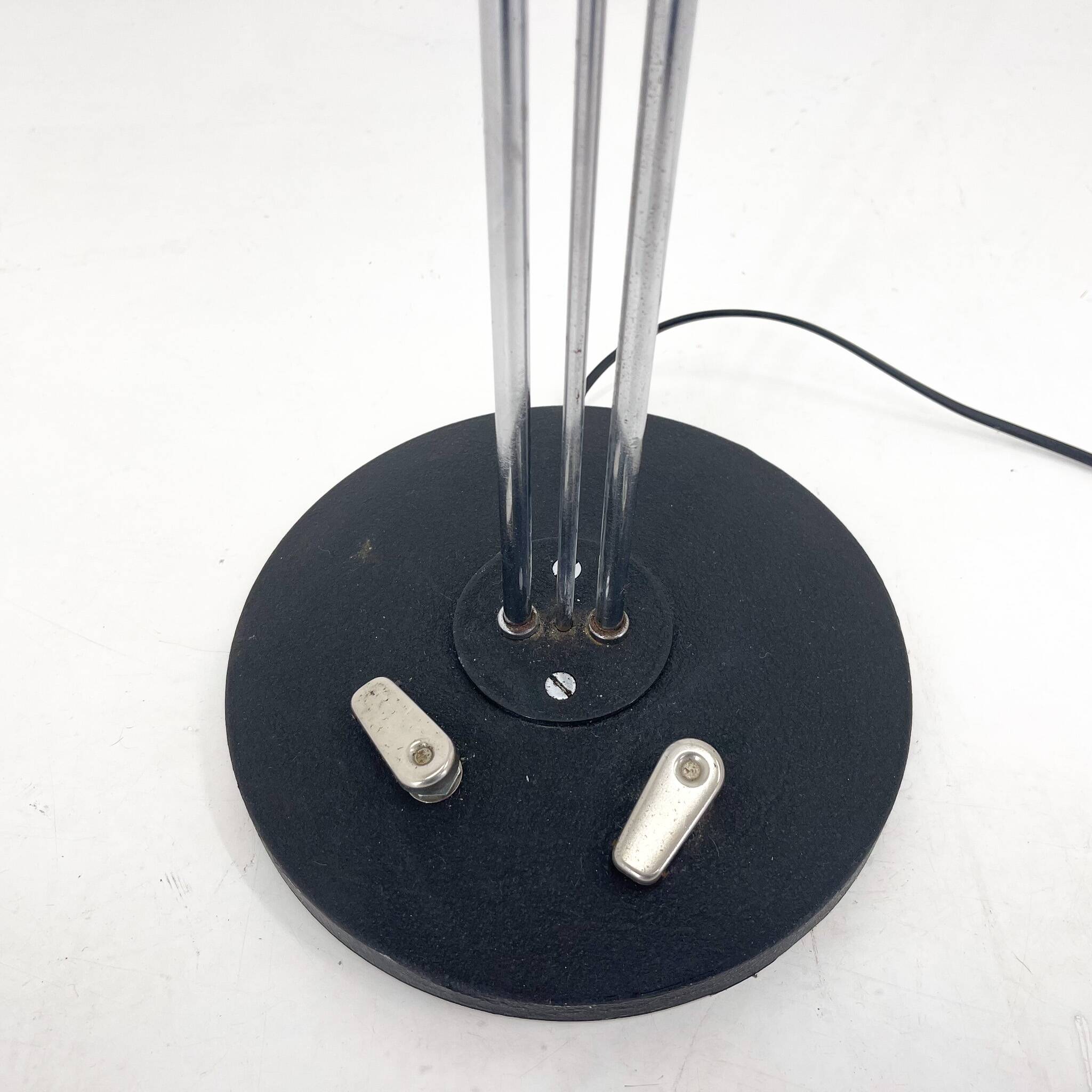 1970s chrome & glass floor lamp by lidokov, labeled, czechoslovakia