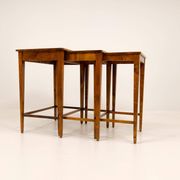 Nested tables in Art Deco style made of mahogany and stained birch, NK Sweden, 1940s.