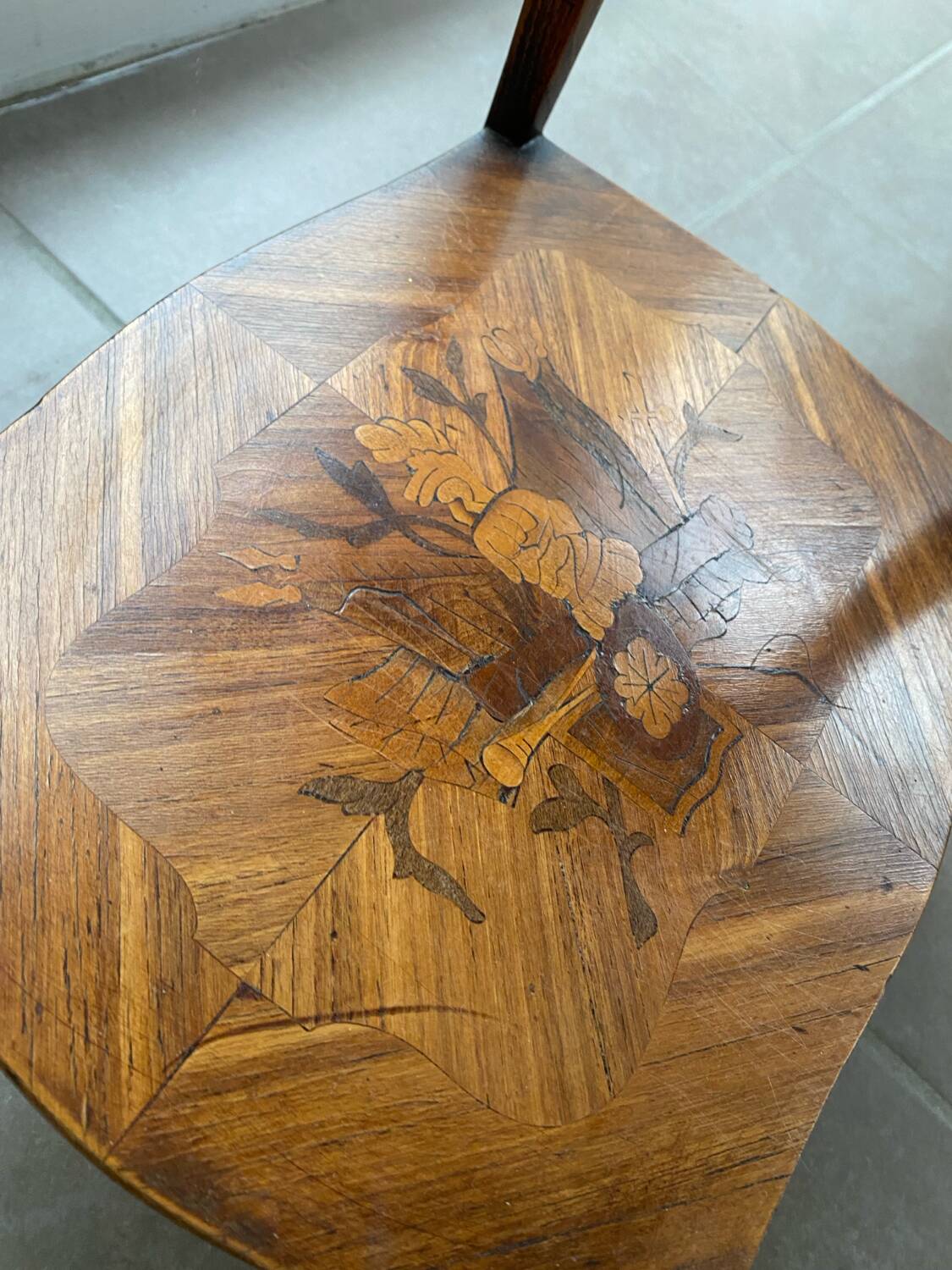 Louis XV inlaid curved bedside table