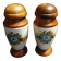 Pair of vintage ceramic and wood salt and pepper shakers