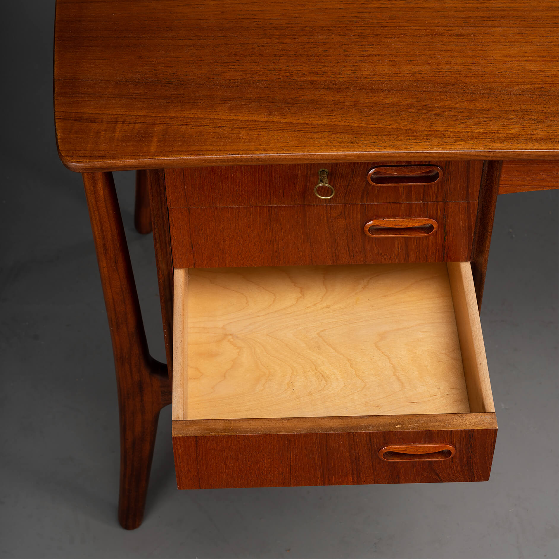 Danish vintage teak design desk by svend age madsen for hp hansen, 1960s