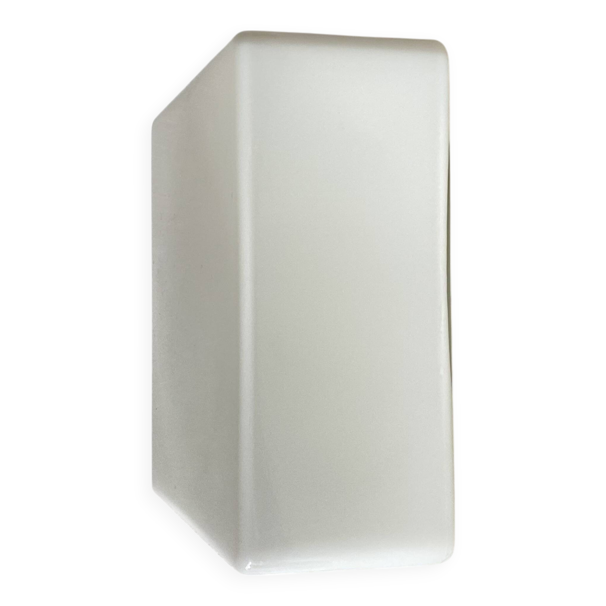 Square opaline wall and ceiling light 19 cm white glass 1960