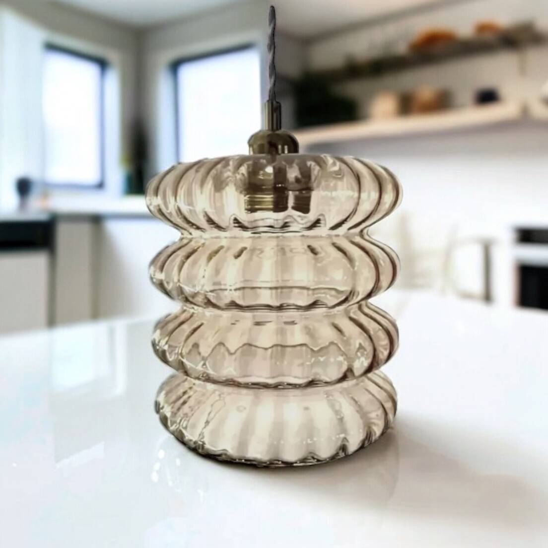 Vintage amber glass pendant light