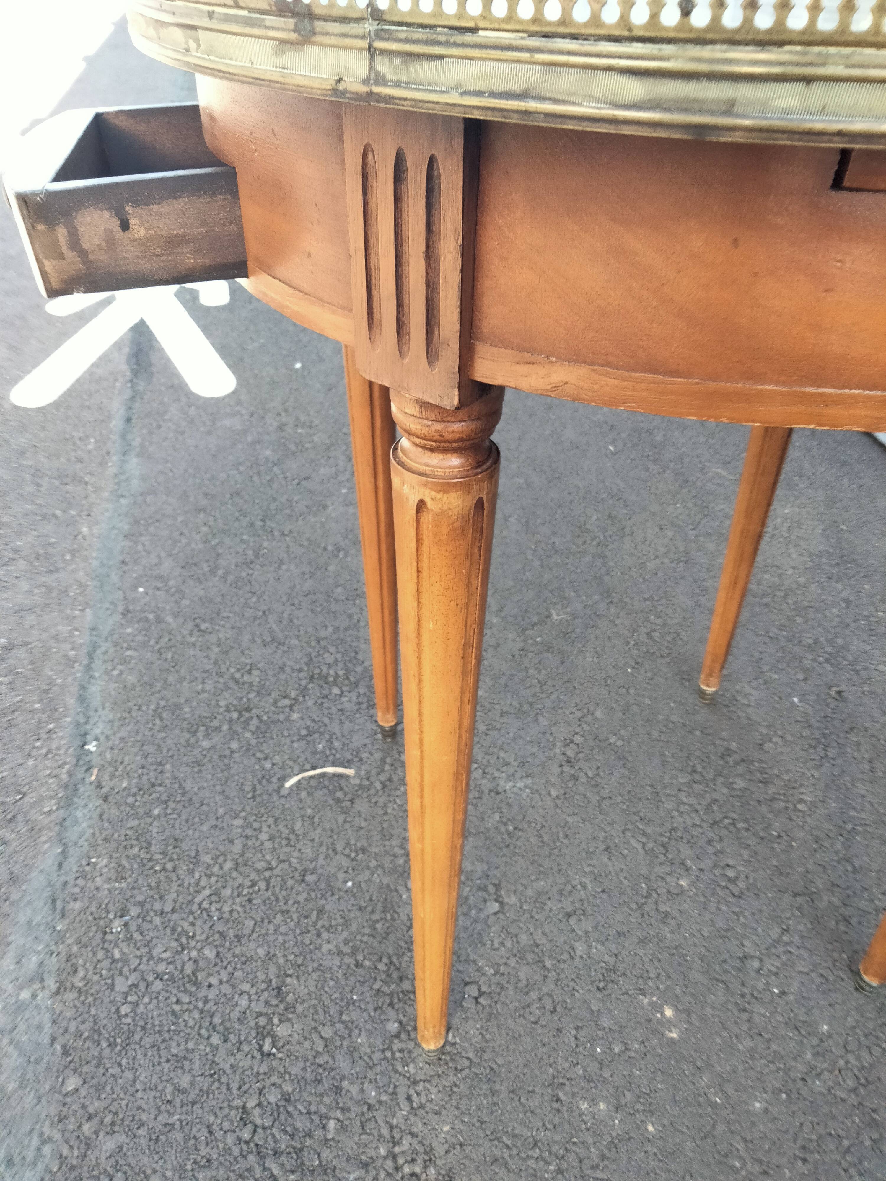 High table old hot water bottle Louis XVI style with marble top