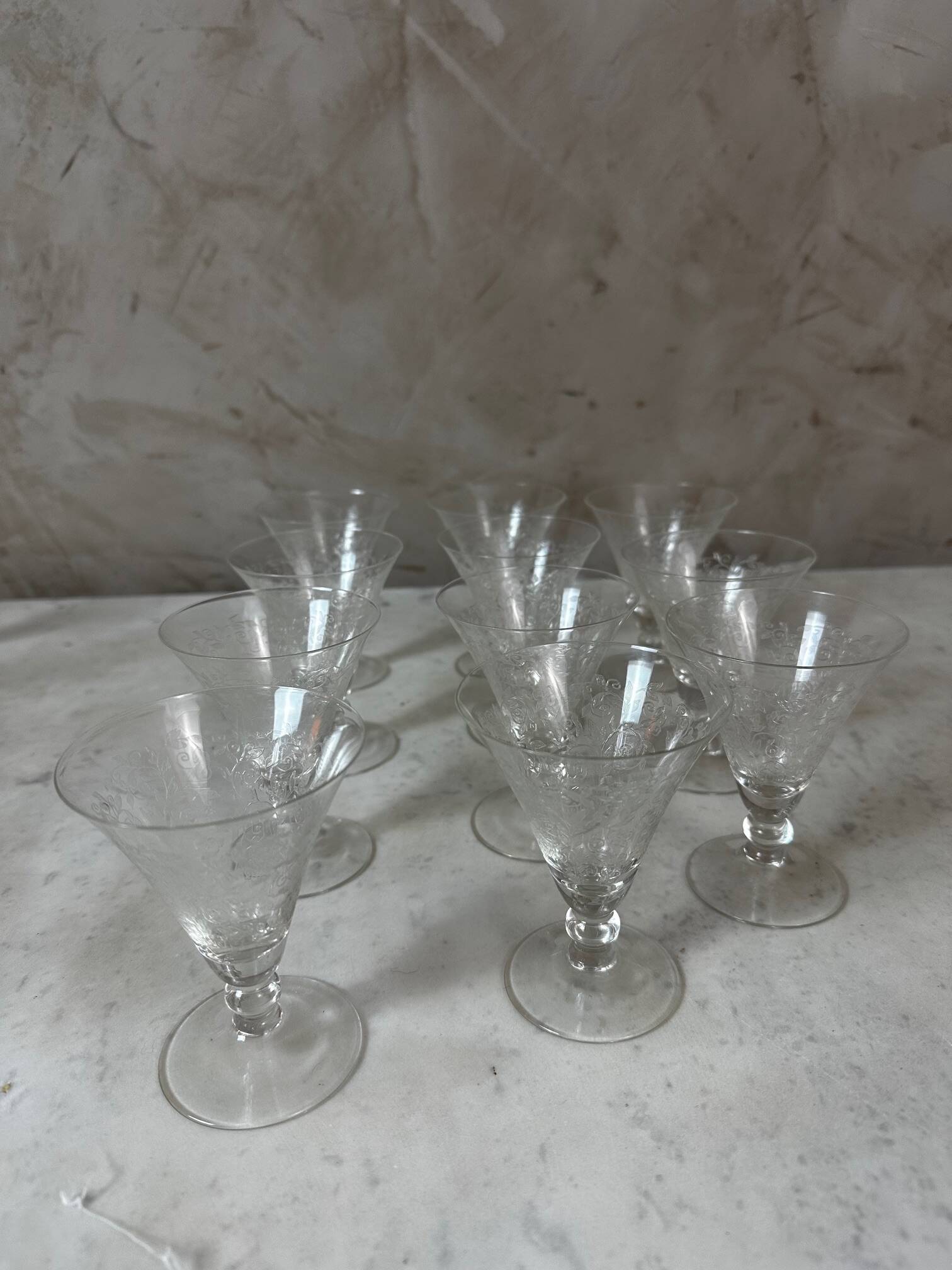 A lot of crystal glasses